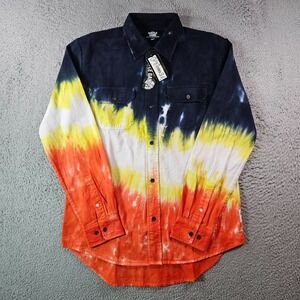 $110 NWT Hustle Gang Shirt Men Small Logo Indian‎ Back Colorful Cotton - NEW